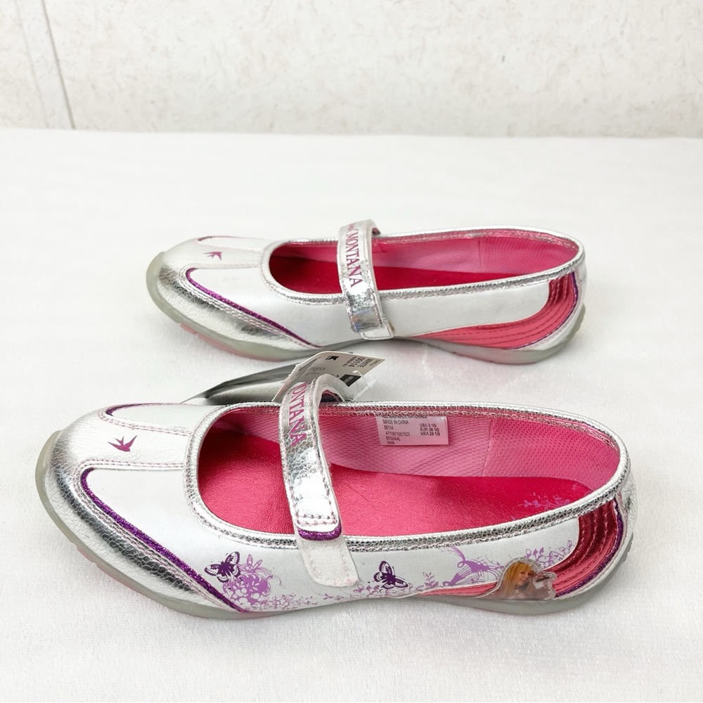 2000’s Disney Hannah Montana Girls Mary Jane’s NWT Butterfly Floral Pink Silver - Picture 7 of 15